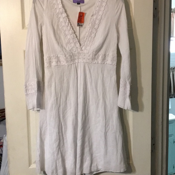 White linen knee length dress - Picture 4 of 6